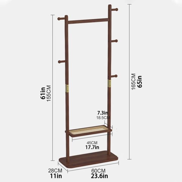 Solid Wood Open Clothing Rack, Coat Rack Freestanding, Multi-function Clothing Storage Rack, Bedroom Storage Rack, Garment Rack for Entrance, Living Room, Bedroom(Natural) - Image 2