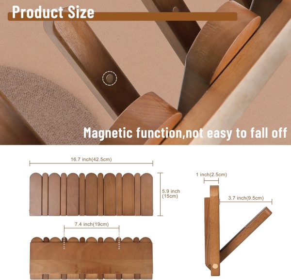 Wall Coat Rack for Entryway: Wooden Modern Heavy Duty 6 Hooks Retractable Wall Mounted for Small Spaces Hallway Bathroom Bedroom for Hanging Jacket Towel Backpack Bag - Image 2